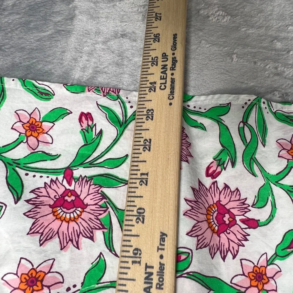 J.Crew Floral V-Neck Blouse Women XS White Pink Green Puff Sleeve CK748 NEW